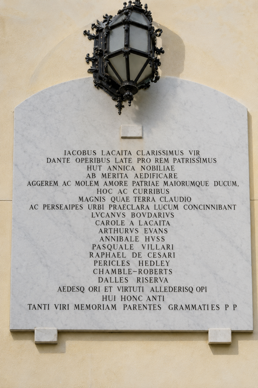Iscrizione in onore di Giacomo Filippo Lacaita