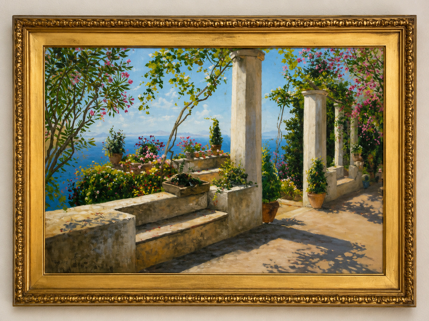 Villa Ruffolo – Dipinto della terrazza con vista sul golfo
